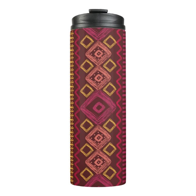 Abstract seamless hand drawn ethnic pattern. thermal tumbler (Front)