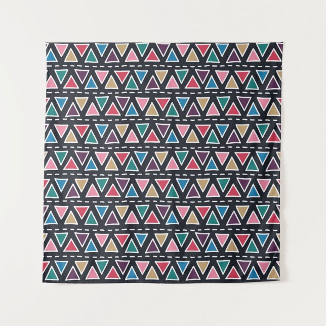 Abstract seamless hand drawn tribal pattern in tre tapestry (Front)