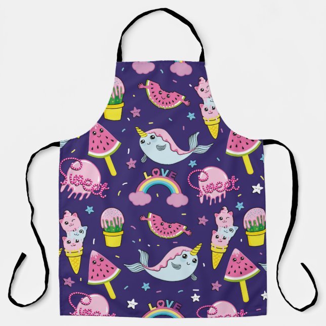 Abstract seamless ice cream pattern. Creative vint Apron (Front)