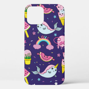 Abstract seamless ice cream pattern. Creative vint iPhone 12 Case