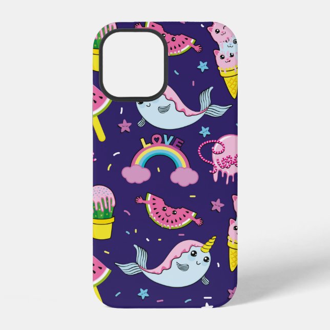 Abstract seamless ice cream pattern. Creative vint iPhone Case (Back)
