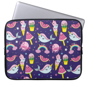 Abstract seamless ice cream pattern. Creative vint Laptop Sleeve