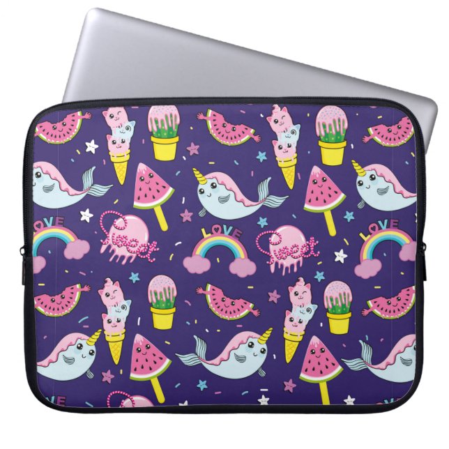 Abstract seamless ice cream pattern. Creative vint Laptop Sleeve (Front)