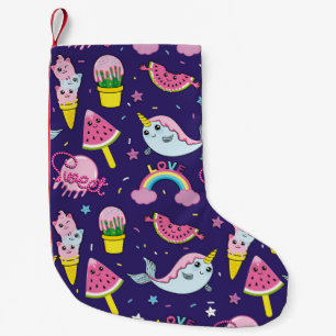 Abstract seamless ice cream pattern. Creative vint Small Christmas Stocking