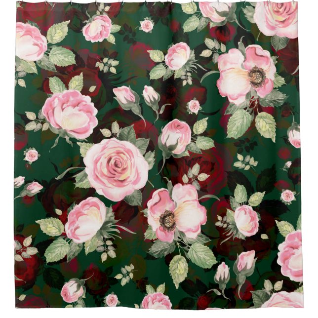 Abstract seamless lovely pattern drawn blooming ro shower curtain (Front)