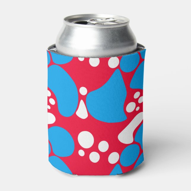 Abstract seamless moder print bright fun kids red can cooler (Can Front)