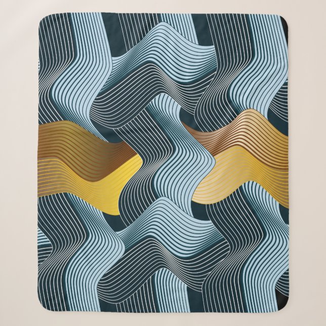 Abstract seamless ornament with waves sherpa blanket (Front)