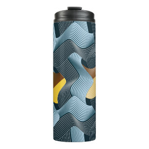 Abstract seamless ornament with waves thermal tumbler