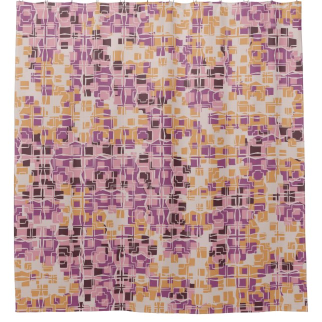 Abstract seamless pattern. Chaotic rounded squares Shower Curtain (Front)