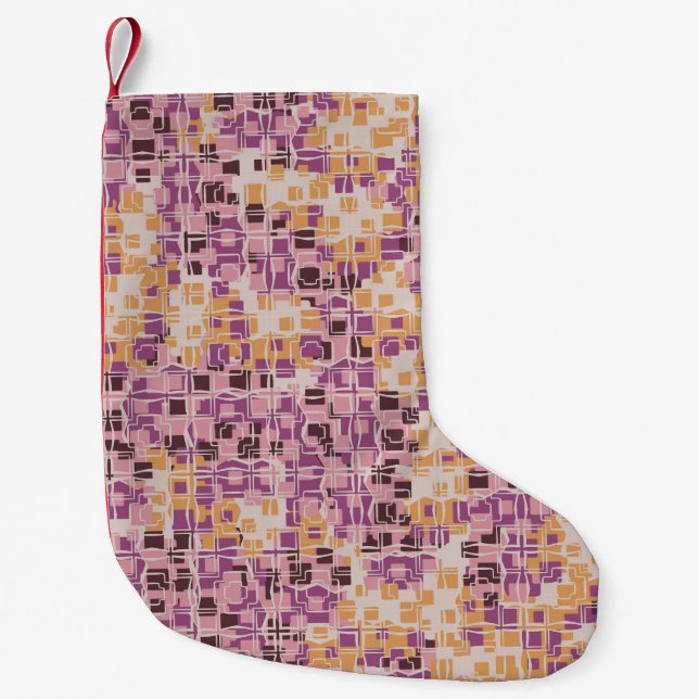 Abstract seamless pattern. Chaotic rounded squares Small Christmas Stocking (Front)