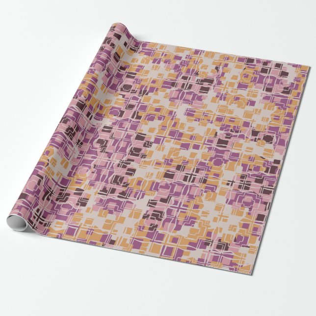 Abstract seamless pattern. Chaotic rounded squares Wrapping Paper (Unrolled)