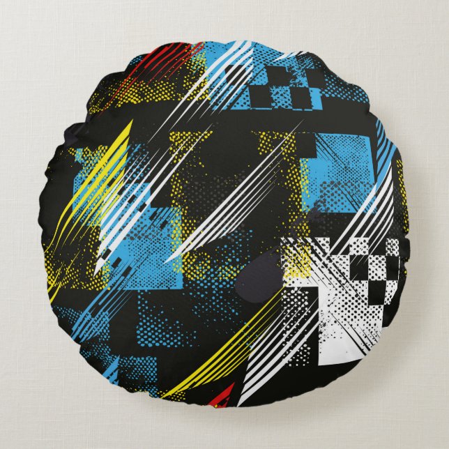 Abstract seamless pattern. Creative vintage backgr Round Cushion (Front)
