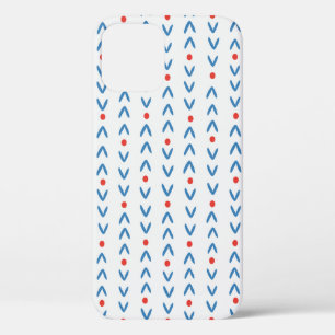 Abstract seamless pattern in blue and red on cream iPhone 12 case