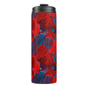 Abstract seamless pattern in red and blue colour thermal tumbler