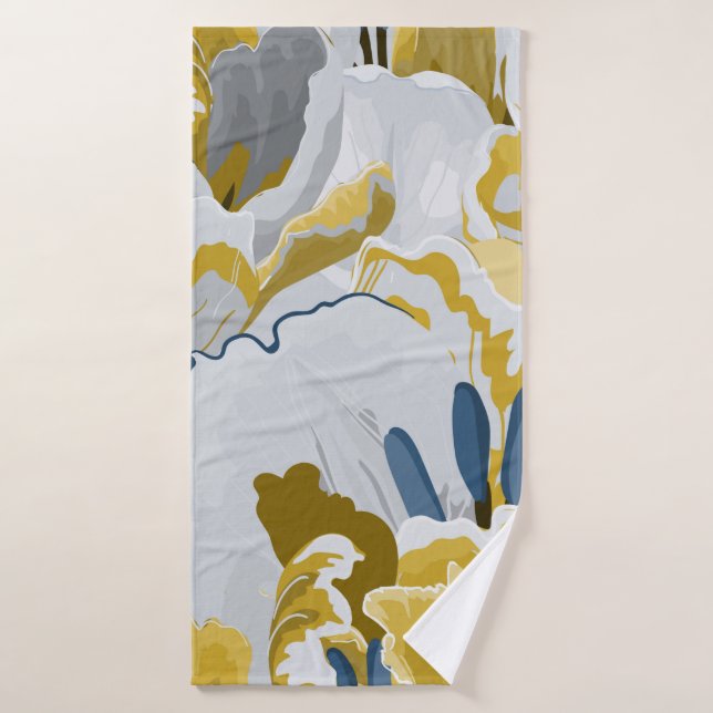 Abstract seamless pattern. Light grey,  yellow,  g Bath Towel (Bath Towel)