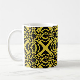 Abstract seamless pattern of black and gold colour coffee mug