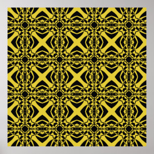 Abstract seamless pattern of black and gold colour poster