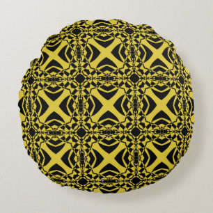 Abstract seamless pattern of black and gold colour round cushion