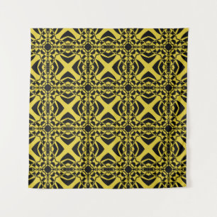 Abstract seamless pattern of black and gold colour tapestry