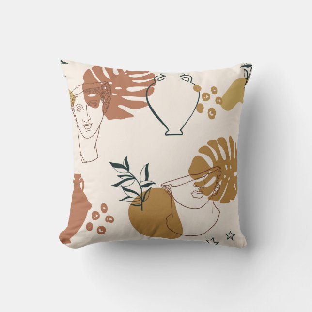 Abstract seamless pattern of Greek sculpture head  Cushion (Front)