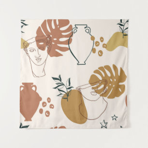Abstract seamless pattern of Greek sculpture head Tapestry