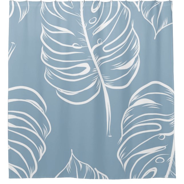 Abstract seamless pattern of tropical leaf. Tropic Shower Curtain (Front)