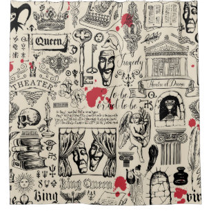 Abstract seamless pattern on the theme of theater  shower curtain