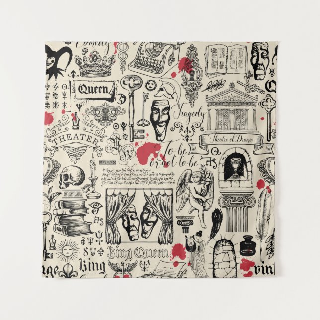 Abstract seamless pattern on the theme of theatre  tapestry (Front)