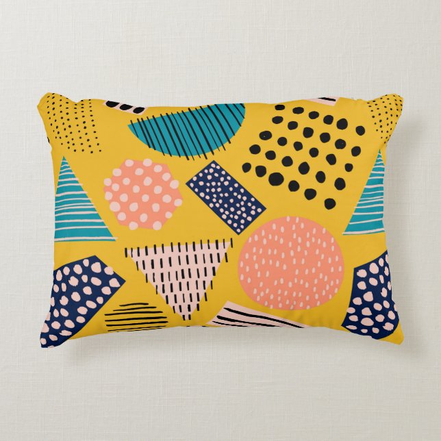 Abstract seamless pattern with different shapes an decorative cushion (Front)
