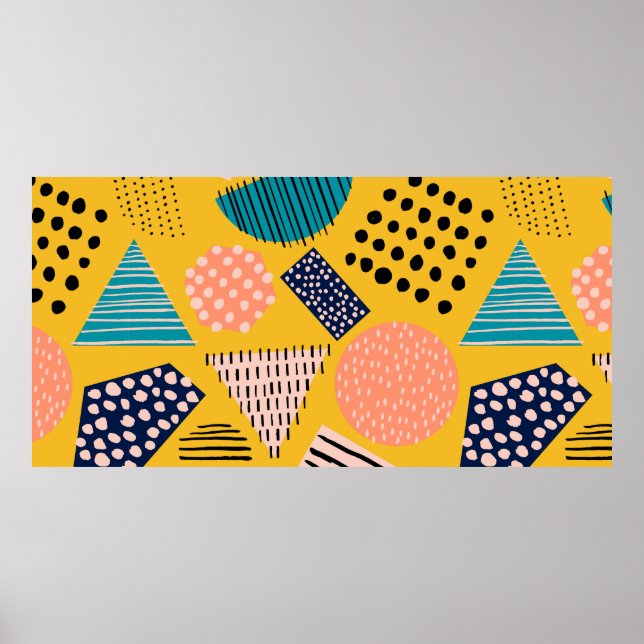 Abstract seamless pattern with different shapes an poster (Front)