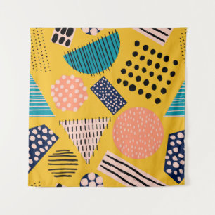 Abstract seamless pattern with different shapes an tapestry