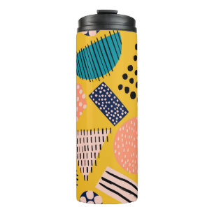 Abstract seamless pattern with different shapes an thermal tumbler