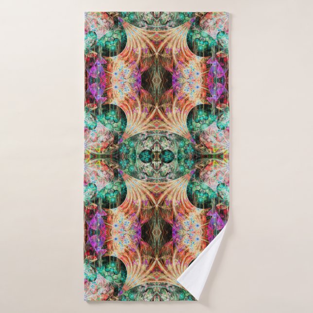 Abstract seamless pattern with flowers and decorat bath towel (Bath Towel)