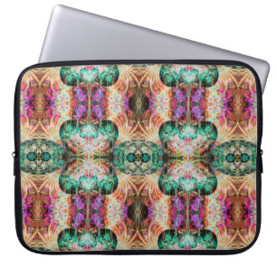 Abstract seamless pattern with flowers and decorat laptop sleeve
