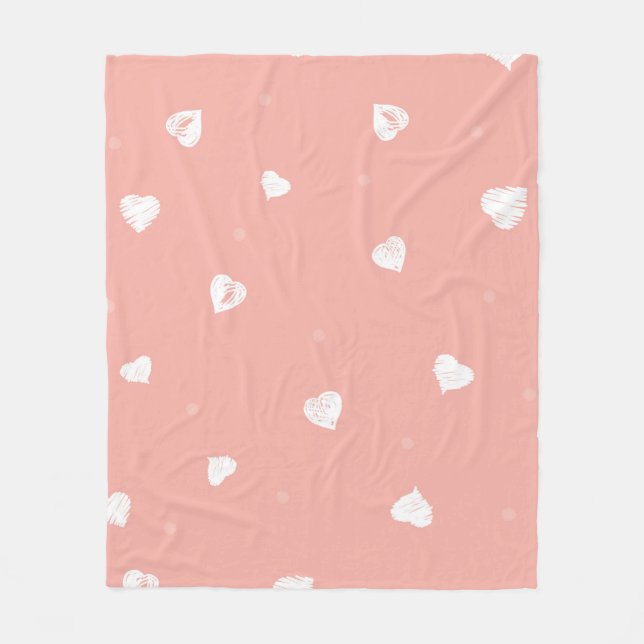 Abstract seamless pattern with hand drawing hearts fleece blanket (Front)