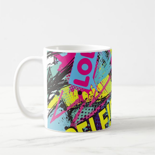 Abstract seamless pattern with Pop art comicspeech Coffee Mug (Left)