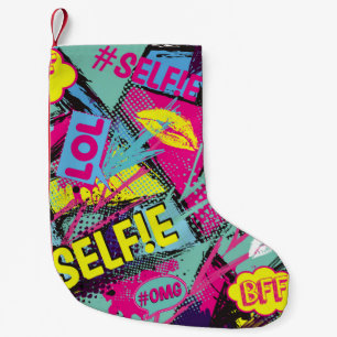Abstract seamless pattern with Pop art comicspeech Small Christmas Stocking
