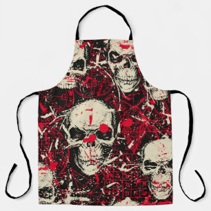 Abstract seamless pattern with sinister human skul apron
