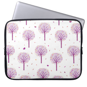Abstract seamless pattern with trees on white back laptop sleeve