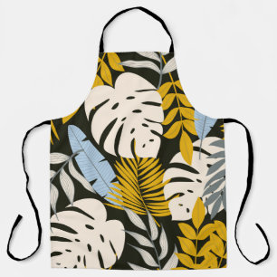 Abstract seamless pattern with tropical leaves and apron