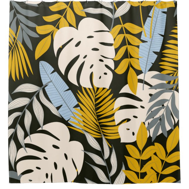 Abstract seamless pattern with tropical leaves and shower curtain (Front)