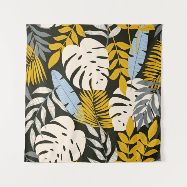 Abstract seamless pattern with tropical leaves and tapestry (Front)