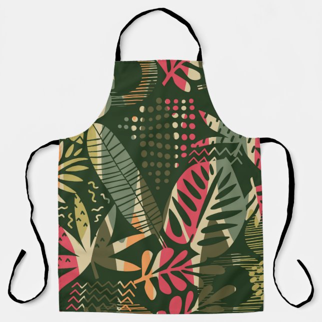 Abstract seamless pattern with tropical leaves. Ha Apron (Front)