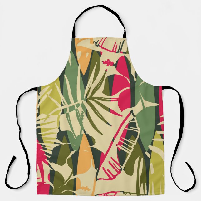 Abstract seamless pattern with tropical leaves. Ha Apron (Front)