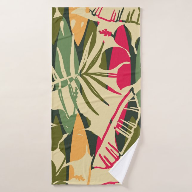 Abstract seamless pattern with tropical leaves. Ha Bath Towel (Bath Towel)