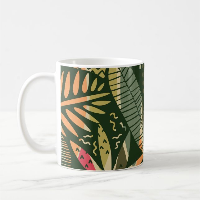 Abstract seamless pattern with tropical leaves. Ha Coffee Mug (Left)