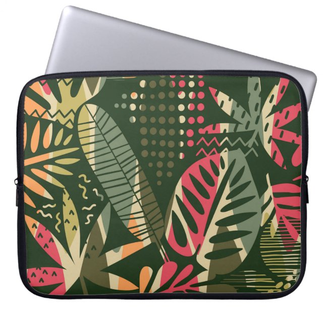 Abstract seamless pattern with tropical leaves. Ha Laptop Sleeve (Front)