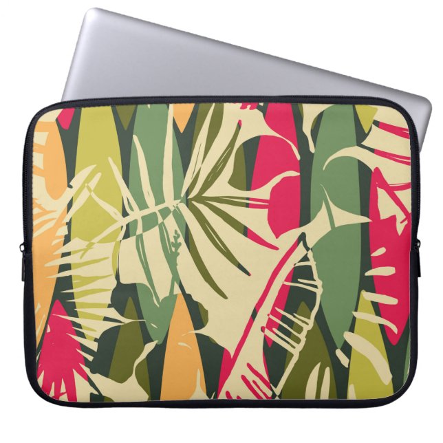 Abstract seamless pattern with tropical leaves. Ha Laptop Sleeve (Front)