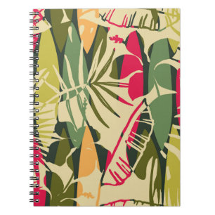 Abstract seamless pattern with tropical leaves. Ha Notebook