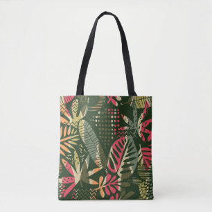 Abstract seamless pattern with tropical leaves. Ha Tote Bag